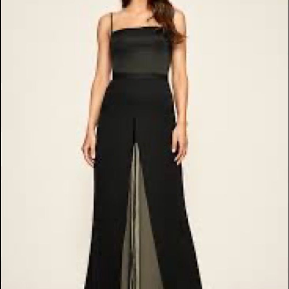 Tadashi Shoji Black Seaton Chiffon Panel Pant